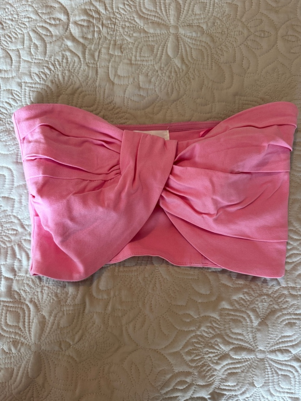 Women's Pink Twist-Front Strapless Crop Top